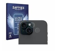 savvies Protector Pantalla para Apple iPhone 15 | (SÓLO Cámara) 6 Unidades Transparente Protección Pantalla Made in Germany Película Ultra Transparente