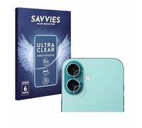 savvies Protector Pantalla para Apple iPhone 16 Plus (SÓLO Cámara) (6 Unidades) Película Ultra Transparente