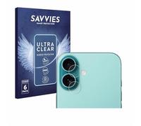 savvies Protector Pantalla para Apple iPhone 16 (SÓLO Cámara) 6 Unidades - Película Ultra Transparente