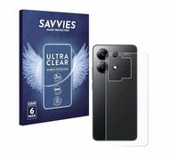 savvies Protector Pantalla para Xiaomi Redmi Note 13 4G (Trasero) (6 Unidades) Película Ultra Transparente