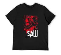 Saw Head Torture Horror Movie Men Black T-Shirt Print Unisex Cotton tee Shirt XL