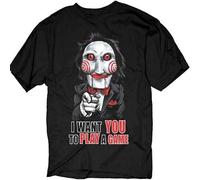 Saw Jigsaw Billy Puppet I Want You to Play a Game T Shirt Black L