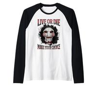 Saw Live or Die Make Your Choice Billy Horror Movie Camiseta Manga Raglan