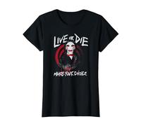 Saw Live or Die Spiral Jigsaw Horror Movie Camiseta, Mujer, Negro, XXL