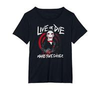 Saw Live or Die Spiral Jigsaw Horror Movie Camiseta, Mujer Tallas Grandes, Negro, 5XL Grande