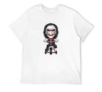 Saw Movie Jigsaw Halloween Men White T-Shirt Print Unisex Cotton tee Shirt 3XL