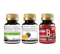SAW PALMETTO 70 CÁPSULAS BLANDAS - SEMILLAS DE CALABAZA 70 CÁPSULAS BLANDAS - VITAMINA B12 500 COMPRIMIDOS | PRÓSTATA Y ENERGÍA