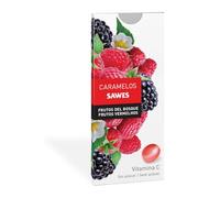 SAWES Pastillas Refrescantes Frutos del Bosque Caramelos Sin Azúcar con 8 Vitaminas Alivio de Garganta y Refrescan el Aliento Caja de 10 Pastillas 22 g