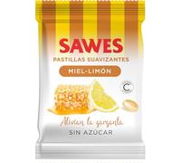 SAWES Pastillas Suavizantes Miel y Limón Caramelos Sin Azúcar con Vitamina C Suavizan la Garganta y Refrescan Pack Bolsa de 50 Gr
