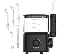 Sawgmore - Irrigador dental eléctrico con 10 niveles de presión ajustables, 600 ml de capacidad, irrigador oral con 5 boquillas multifuncionales para el hogar (negro)