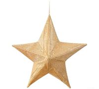 Sawhamale Adorno de estrella para árbol de Navidad, decoración plegable 3D de cinco puntas en rojo y dorado, 37 x 37 x 14 cm, colgante colgante de tela para vacaciones (dorado, 35 cm)