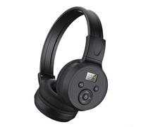 Sawhamale Auriculares portátiles recargables con radio FM con pantalla LCD, diseño plegable y diadema ajustable para viajes y escucha diaria, construcción ABS negra (carga)