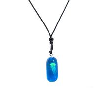 Sawhamale Collar con colgante de medusas que brillan en la oscuridad para buceo, resina luminosa, vida marina, accesorio de moda, equipo de buceo, adorno colgante azul, rosa, amarillo, 30 x 14 mm