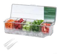 Sawhamale Contenedor de almacenamiento de ensalada de 5 compartimentos con tapa transparente, caja de alimentos de plástico portátil para picnics y fiestas, organizador de mantenimiento fresco