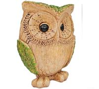 Sawhamale Estatua de búho de resina con diseño de corteza de árbol para sala de estar, armario de TV o decoración de escritorio, 14 cm, textura realista hecha a mano en verde y rojo (verde)
