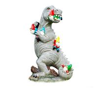 Sawhamale Estatua de jardín de gnomo de dinosaurio de resina pintada a mano, resistente a la intemperie, adorno de césped al aire libre para patio, cama de flores, decoración caprichosa del hogar, 25