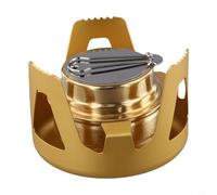 Sawhamale Estufa de camping portátil de latón con soporte resistente al viento y anillo de cocción a fuego lento para quemador de alcohol, mochilero, senderismo, kit de cocina al aire libre, verde