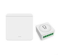 Sawhamale Kit de interruptor de luz inalámbrico para Tuya Smart Home con control remoto RF433, temporizador de aplicación de voz, programación, no requiere cableado, módulo receptor ABS blanco (A)