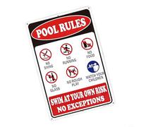 Sawhamale Letrero Reflectante de Reglas de Piscina de 8 x 12 Pulgadas, Placa Reflectante roja y Blanca para Nadar bajo tu Propio Riesgo, Aluminio Inoxidable de 40 mil con laminación UV para Piscinas