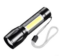 Sawhamale Linterna LED recargable con luz lateral COB XPE 350 lúmenes zoom enfoque antorcha portátil para camping senderismo aleación de aluminio 9,5 cm (A)