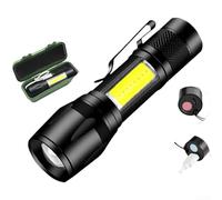 Sawhamale Linterna LED recargable con luz lateral COB XPE 350 lúmenes zoom enfoque antorcha portátil para camping senderismo aleación de aluminio 9.5cm (B)