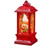 Sawhamale Luz nocturna de Año Nuevo chino, linterna del Dios de la Riqueza con base llena de agua, decoraciones de festival de primavera de plástico rojo para estante de escritorio del hogar, dije