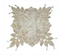 Sawhamale Mantel individual hecho a mano con cuentas de encaje, bordado de perlas sintéticas, para mesa de café, jarrón de flores, elegante decoración de centro de mesa de fiesta de boda, mesa de