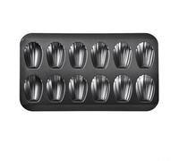 Sawhamale Molde para tartas y galletas, 12 cavidades, antiadherente, de acero inoxidable, para cupcakes, magdalenas, tartas, horno, microondas, congelador, lavavajillas, dorado y negro (negro)
