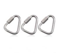 Sawhamale Mosquetón triangular de acero inoxidable para escalada y rescate de espeleología, gancho de bloqueo resistente con puerta de seguridad, opciones de 6 mm, 8 mm, 10 mm para cuerda y equipo de