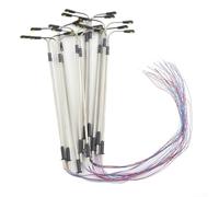 Sawhamale Paquete de 10 lámparas de calle LED de ferrocarril modelo a escala HO, postes de lámpara blanca de dos cabezales para diseños de calibre OO, iluminación de bajo voltaje de 3 V, construcción