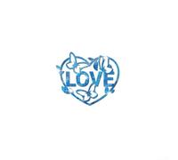 Sawhamale Paquete de 2 pegatinas de pared de espejo de mariposa con corazón de amor, acrílico, calcomanías 3D para sala de estar, dormitorio, decoración del hogar, oro, plata, negro, azul, rojo, 30 x
