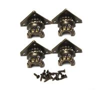 Sawhamale Paquete de 4 patas de madera envejecida, protectores de esquina de aleación, patas de soporte de muebles de bronce para almacenamiento de joyas, baúl y gabinete, decoración de herrajes de
