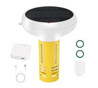 Sawhamale Probadores solares inteligentes de calidad del agua para piscina, monitor de temperatura de salinidad de pH ORP 7 en 1 con puerta de enlace inalámbrica, alertas de aplicación de datos en