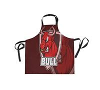 Sawhonn Dibujos Animados Vaca Animal Toro Rojo Delantal de Cocina con 2 Bolsillos Delantales Cuello Ajustable Cocinero Camarero Delantal Chefs para Cocinar Hornea Barbacoa