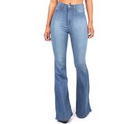 Sawmew Jeans Mujer Slim Fit Cintura Alta Corte Recto Elástico Casual Jeans Sueltos 90s Vintage Botones Tapeta Estrechos Jeans Mujer Tallas Grandes Mom Jeans Long Sport Straight Beach Pantalones
