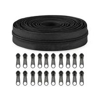 Sawoake #3 Nylon Coil Zippers by The Yard Bulk 10 Yards with 20pcs Zipper Sliders for DIY Sewing Tailor Craft Bag Garment Home Textile…(Black)