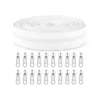 Sawoake #3 Nylon Coil Zippers by The Yard Bulk 10 Yards with 20pcs Zipper Sliders for DIY Sewing Tailor Craft Bag Garment Home Textile…(White)