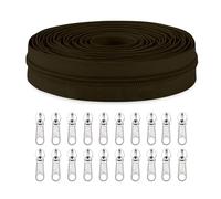 Sawoake #3 Nylon Coil Zippers by The Yard Bulk 10 Yards with 20pcs Zipper Sliders for DIY Sewing Tailor Craft Bag Garment Home Textile…(BrownishBlack)