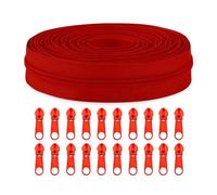 Sawoake #5 Nylon Coil Zippers by The Yard Bulk 10 Yards with 20pcs Zipper Sliders for DIY Sewing Tailor Craft Bag Garment Home Textile…(DeepRed)