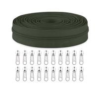 Sawoake #5 Nylon Coil Zippers by The Yard Bulk 10 Yards with 20pcs Zipper Sliders for DIY Sewing Tailor Craft Bag Garment Home Textile…(DarkGreen)