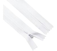 Sawoake Invisible Zippers 4 Inch #3, White Nylon Coil Zippers 2-Pack for Sewing, Skirts, Pockets, Pillows (White, 4", 2PCS)