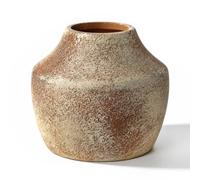 Sawoake Maceta rústica vintage de terracota marrón, jarrón de cerámica envejecida de 5.3 pulgadas para flores secas/frescas, maceta redonda hecha a mano para granja, decoración bohemia del hogar, sala