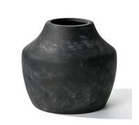 Sawoake Maceta rústica vintage de terracota negra y gris, jarrón de cerámica envejecida de 13,5 cm para flores secas/frescas, maceta redonda hecha a mano para casa de campo, decoración bohemia del