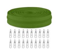 Sawoake The Yard - Cremalleras de nailon #5 a granel de 10 yardas con 20 deslizadores de cremallera para costura, sastrería, manualidades, ropa, textiles para el hogar (verde oliva)