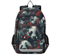 sawoinoa Lindo Oso Panda De China Mochilas Escolares Niño Niña Bolso de Escuela Grande Reflectante Mochila Mujer Hombre Portátil De Viaje