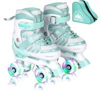 Sawyer Bikes - Patines Ajustables 4 Ruedas LED - Tallas 23 a 38 (Menta, S (27-30))