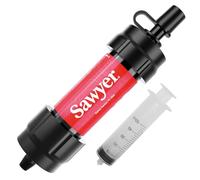 Sawyer Products SP120 Mini sistema de filtración de agua, filtro y émbolo de limpieza, individual, rojo