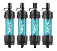 Sawyer Products SP3404 Mini sistema de filtración de agua, filtro y émbolo de limpieza, paquete de 4, verde azulado