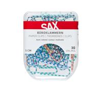 SAX Clips de papel de 5 cm, 30 unidades, clips de metal para grandes pilas de documentos, caja de plástico con cierre de seguridad, organización de suministros de oficina