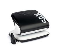 SAX Design hole punch 318 - Perforadora metálica para 20 hojas, incl. carril de alimentación, para formatos DIN y US, mínimo esfuerzo, base de plástico antideslizante, equipamiento de oficina